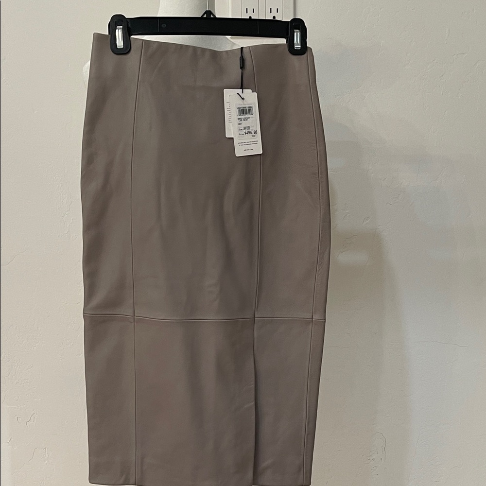 Reiss Gray Leather Pencil Skirt